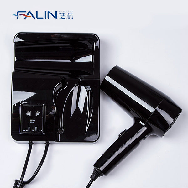 Wall-Mounted Hotel Hair Dryer with Power Outlet | Compact & Dual Function