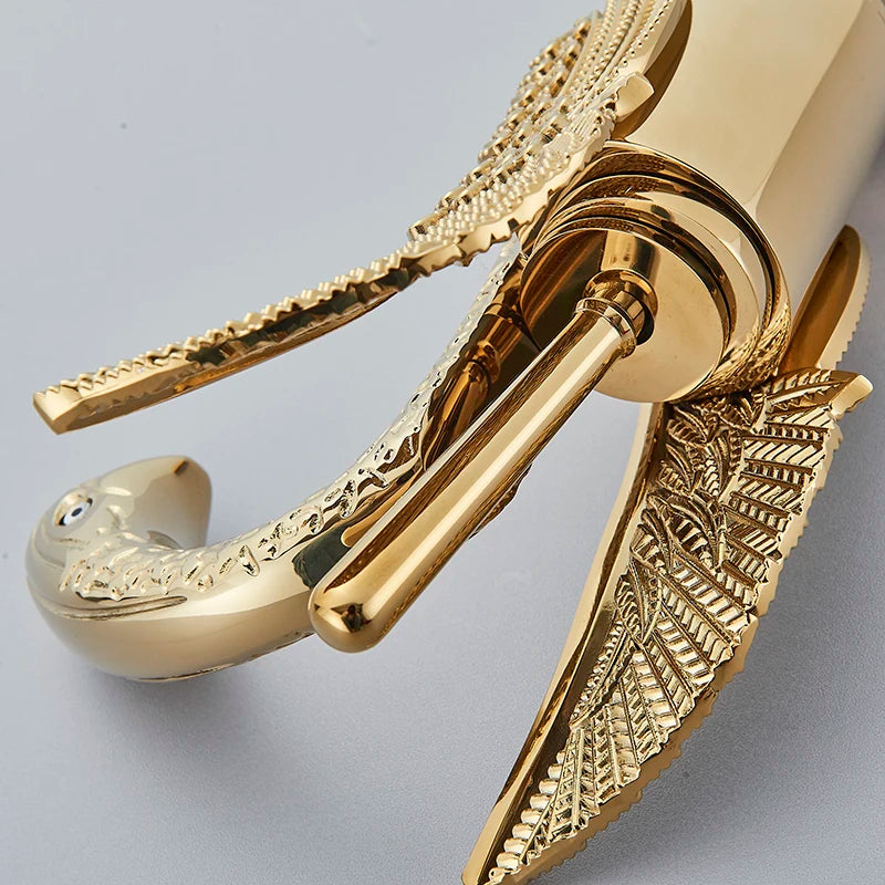 Swan Shaped Basin Faucet Golden