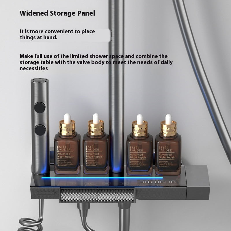 Gun Gray Digital Rain Bath Set with LED & Thermostat