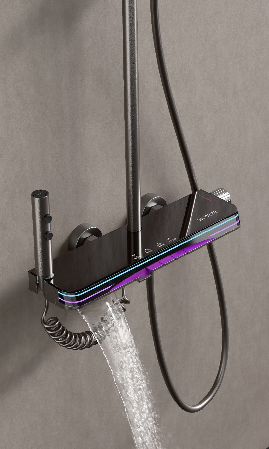 πΏ Ultra-Modern Chrome Thermostatic Shower System with Multi LED Glass Panel