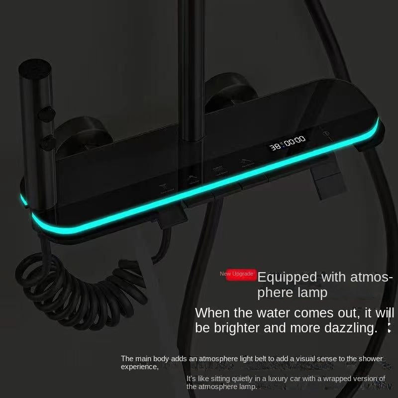 🚿 Smart Gun Gray Thermostatic Shower Set with LED Touch Display & Multi-Spray Modes