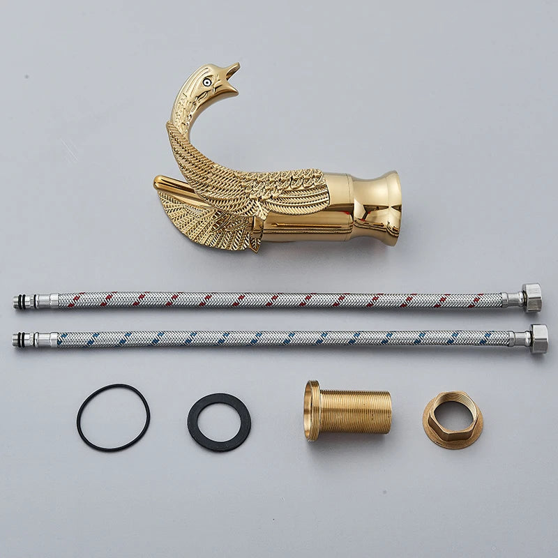 Swan Shaped Basin Faucet Golden