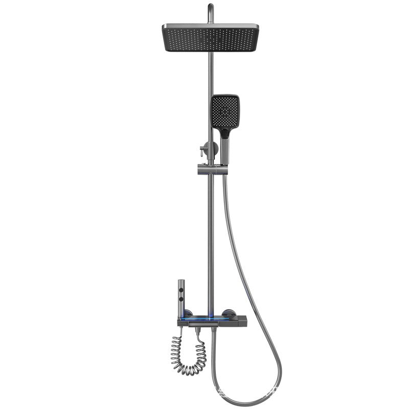 Gun Gray Digital Rain Bath Set with LED & Thermostat