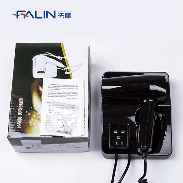 Wall-Mounted Hotel Hair Dryer with Power Outlet | Compact & Dual Function