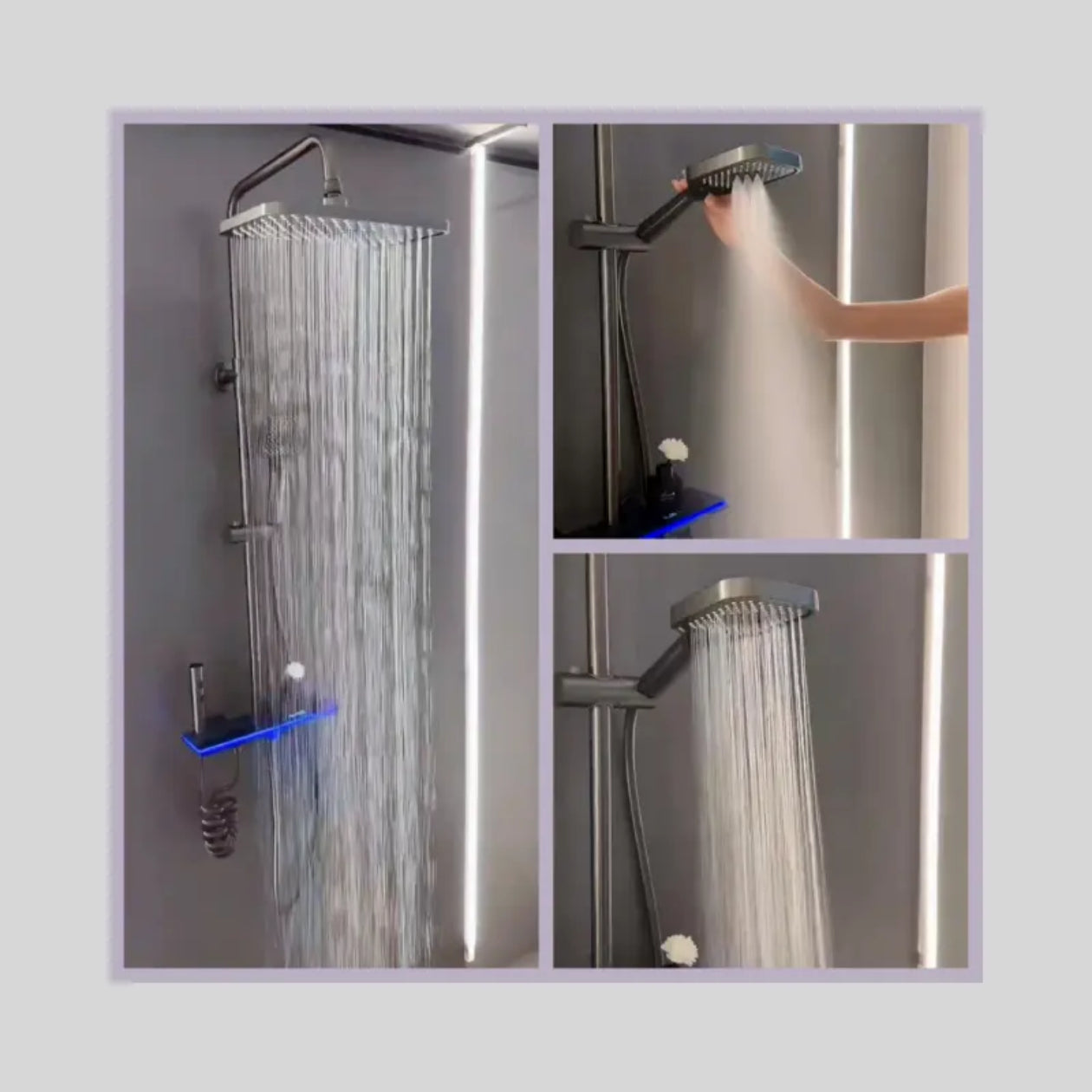 🚿 Luxury Glass-Touch Thermostatic Shower Set with LED Accent
