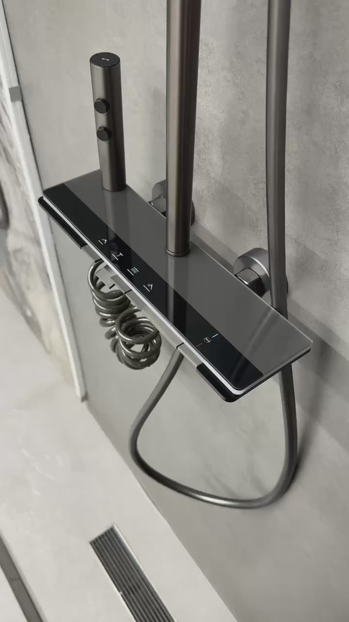 🚿 Luxury Glass-Touch Thermostatic Shower Set with LED Accent