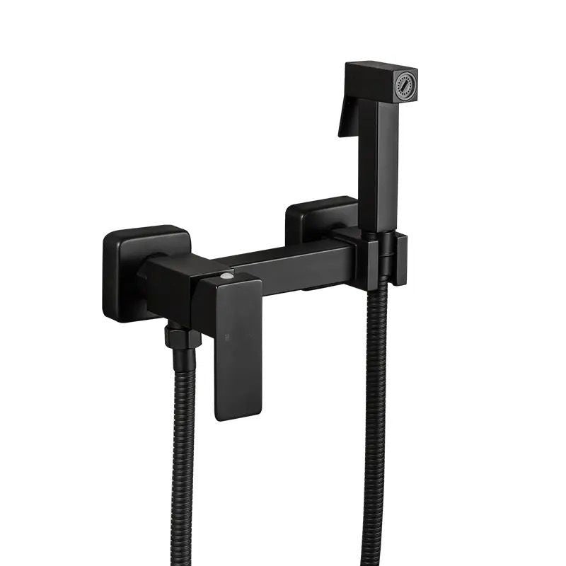 Hot and Cold Lever Matt Black toilet Shower