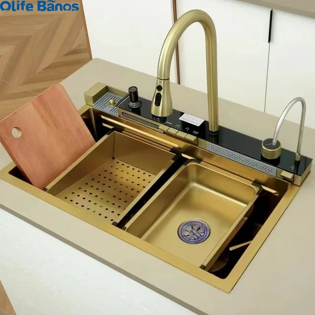 Piano Design Multifunctional Kitchen Sink - Matte Gold