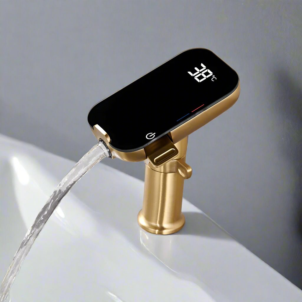 LED Digital Basin Faucet with Phone Holder