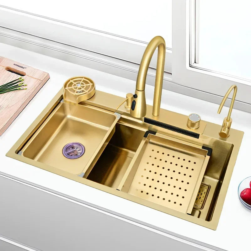 Waterfall Multifunctional Kitchen Sink - Gold