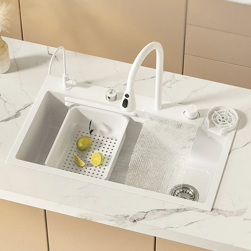 Waterfall Multifunctional Kitchen Sink - Matte White