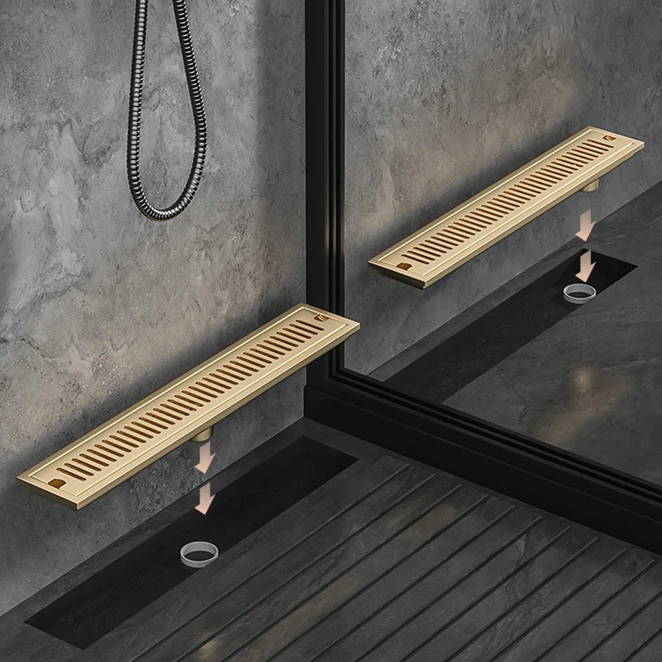 Stainless Steel Long Floor Drain Brushed Gold