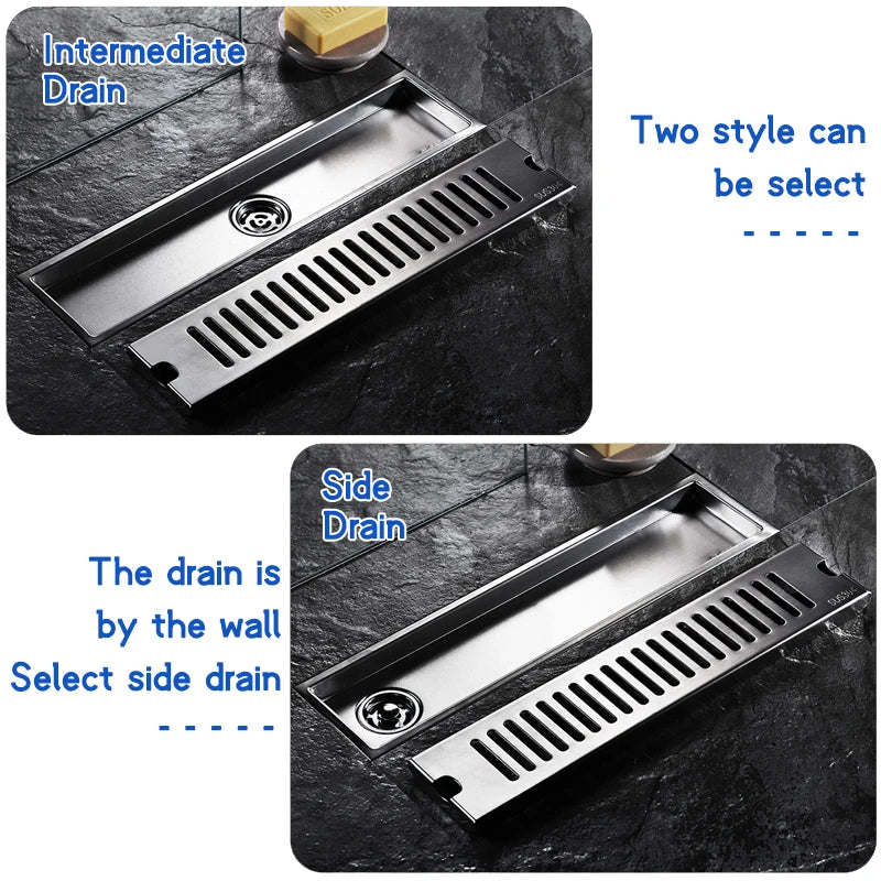 Stainless Steel Long Floor Drain Silver