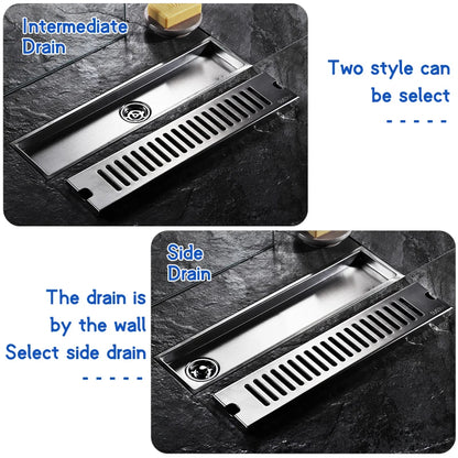 Stainless Steel Long Floor Drain Silver