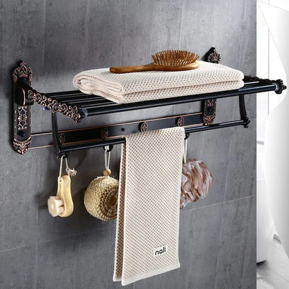 Antique Multi Towel Rail With Hook - Black