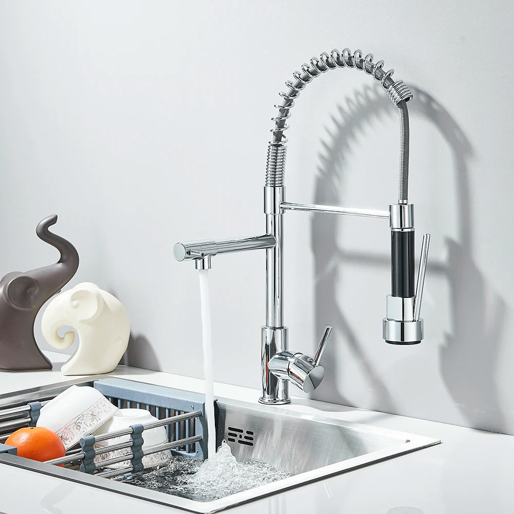 kitchen Pull-down Double Spring Faucet: