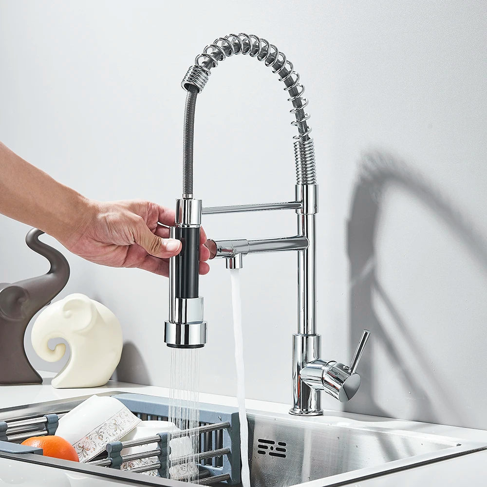 kitchen Pull-down Double Spring Faucet: