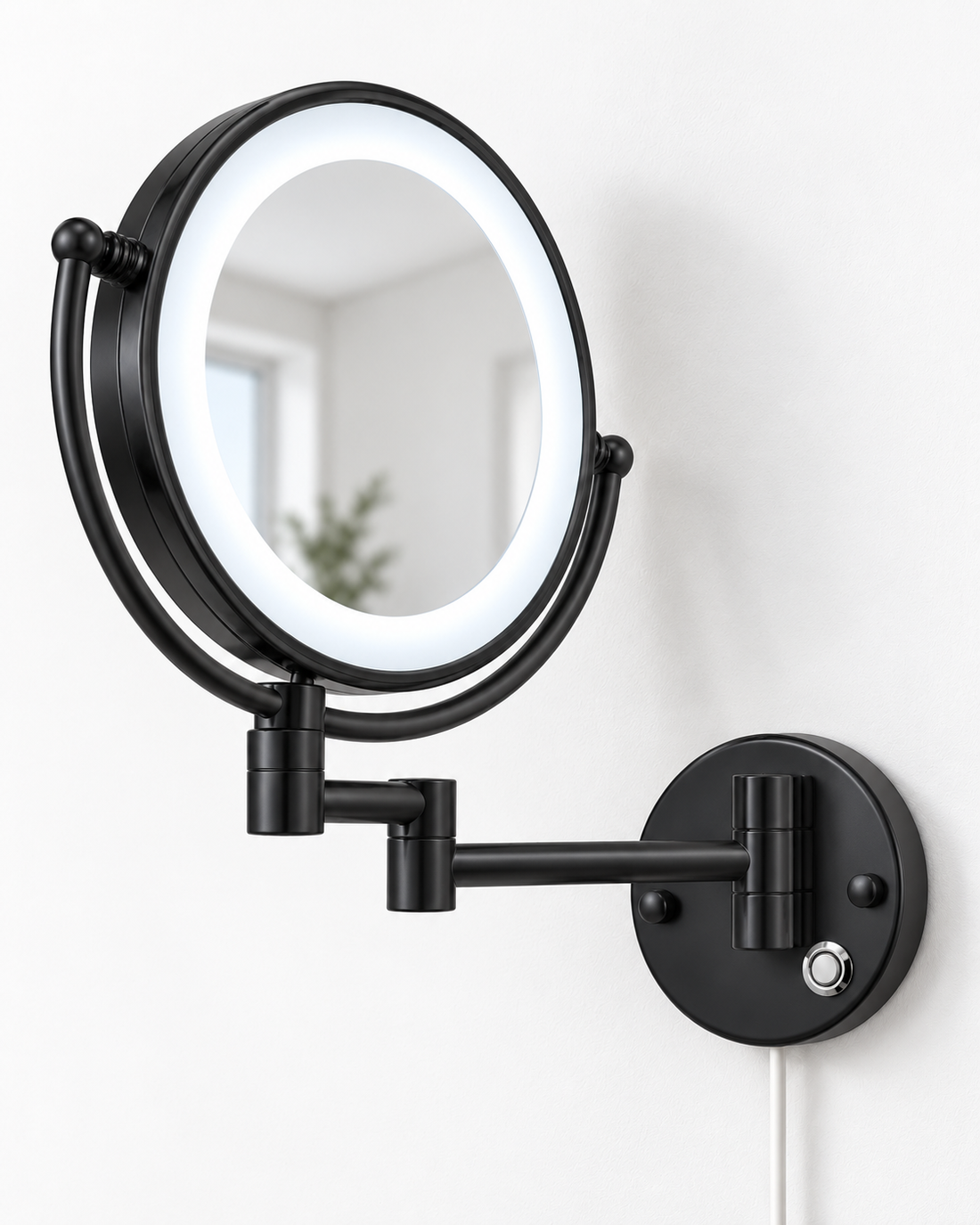Folding Rotating Magnifying Bathroom Mirror with LED Light