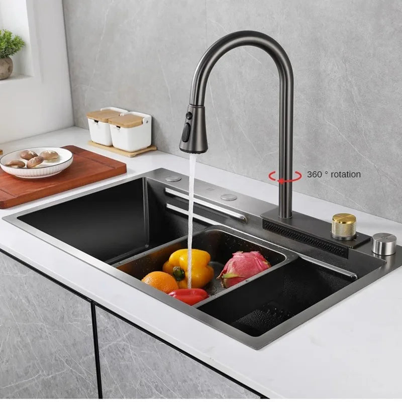 Waterfall Multi Functional Kitchen Sink - Black