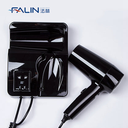 Wall-Mounted Hotel Hair Dryer with Power Outlet | Compact &amp; Dual Function