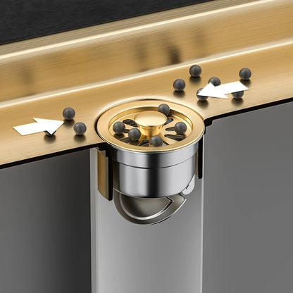 Stainless Steel Long Floor Drain Brushed Gold