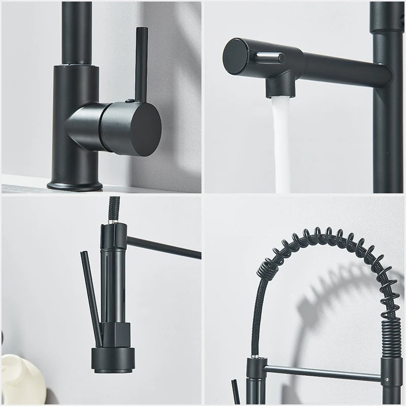 Kitchen Double Pull Down Spring Faucet