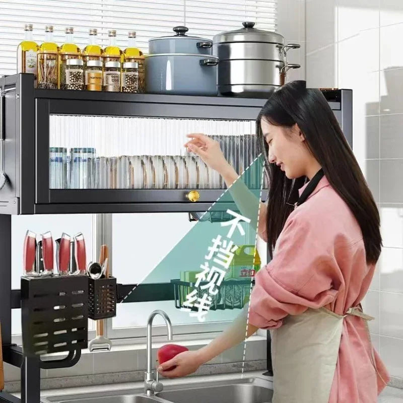 Kitchen Sink Storage With Dustproof Cabinet