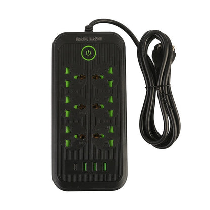 Universal 6-Way Extension Board with 3 USB + USB-C | EU Plug