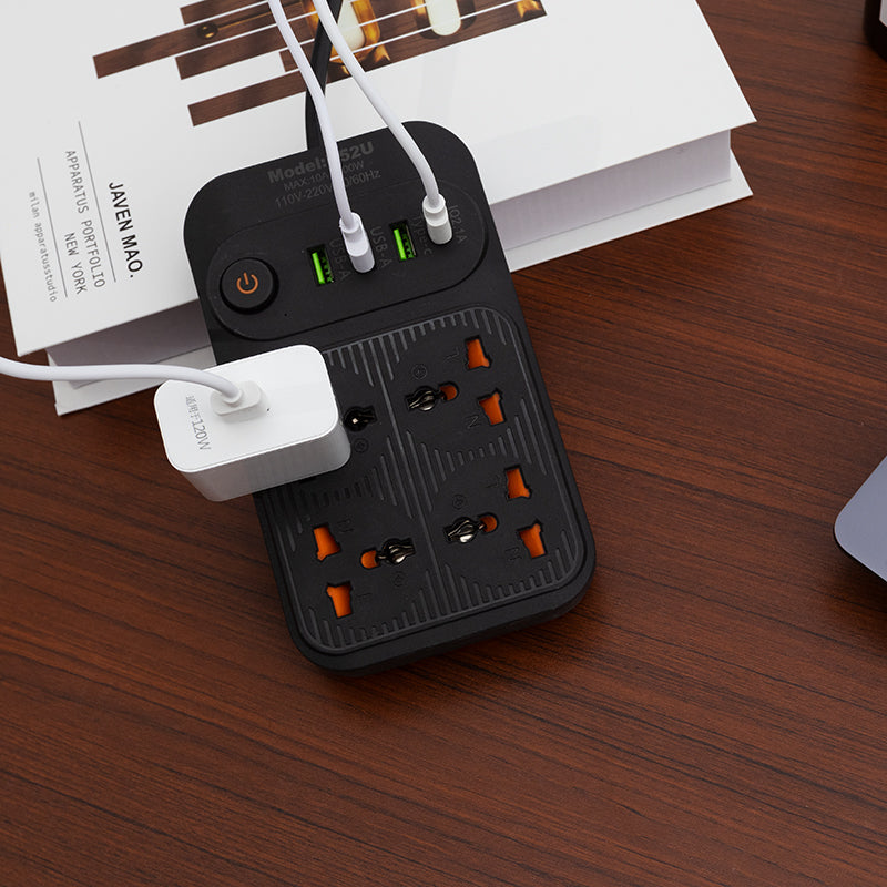 Universal 4-Way Extension Board with 2 USB + USB-C | EU Plug