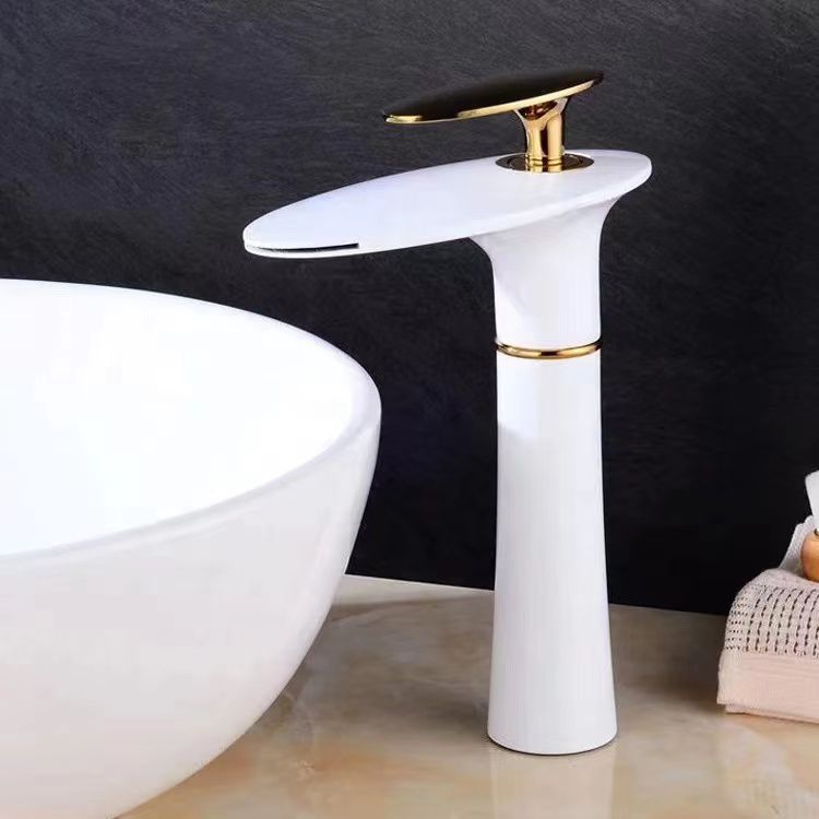 White And Gold Basin Faucet