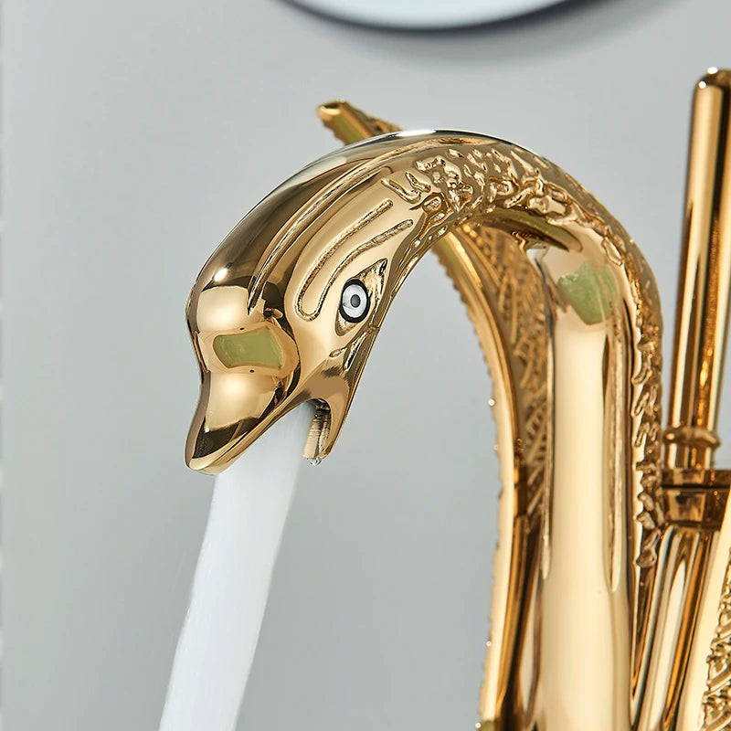 Swan Shaped Basin Faucet Golden