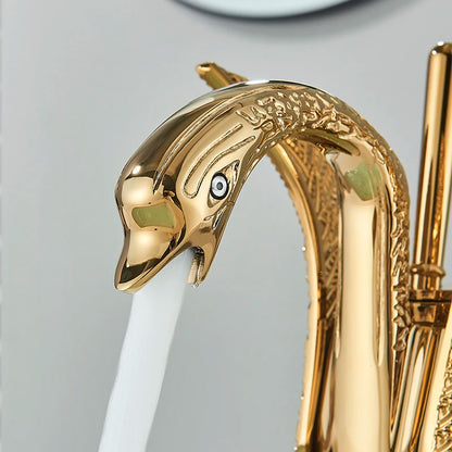 Swan Shaped Basin Faucet Golden