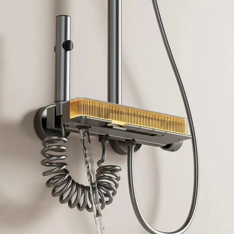 🚿 Luxury Thermostatic Digital Display Shower Set – Modern Marble &amp; Gold Design