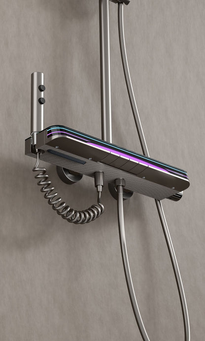 🚿 Ultra-Modern Chrome Thermostatic Shower System with Multi LED Glass Panel