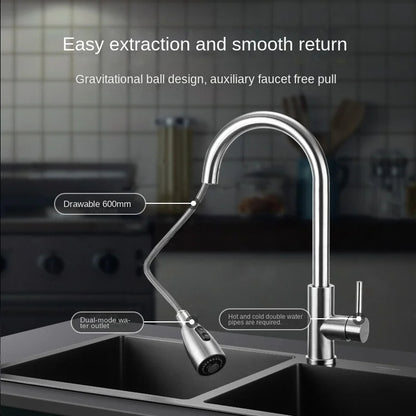 Brushed Black Pull-Out Kitchen Faucet with 360° Rotation