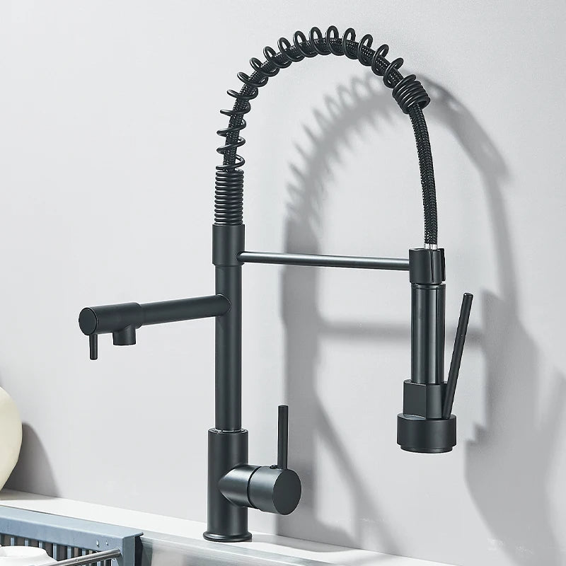 Kitchen Double Pull Down Spring Faucet