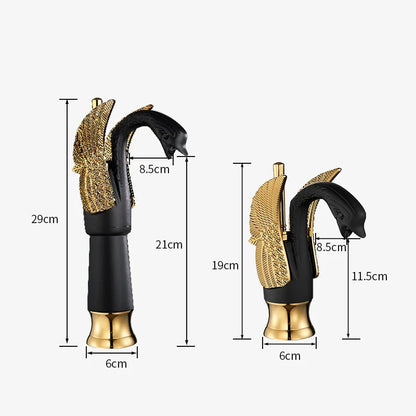 Swan Shaped Basin Faucet Black and Golden