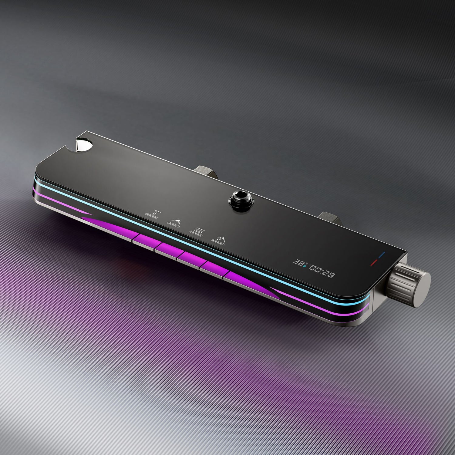 🚿 Ultra-Modern Chrome Thermostatic Shower System with Multi LED Glass Panel