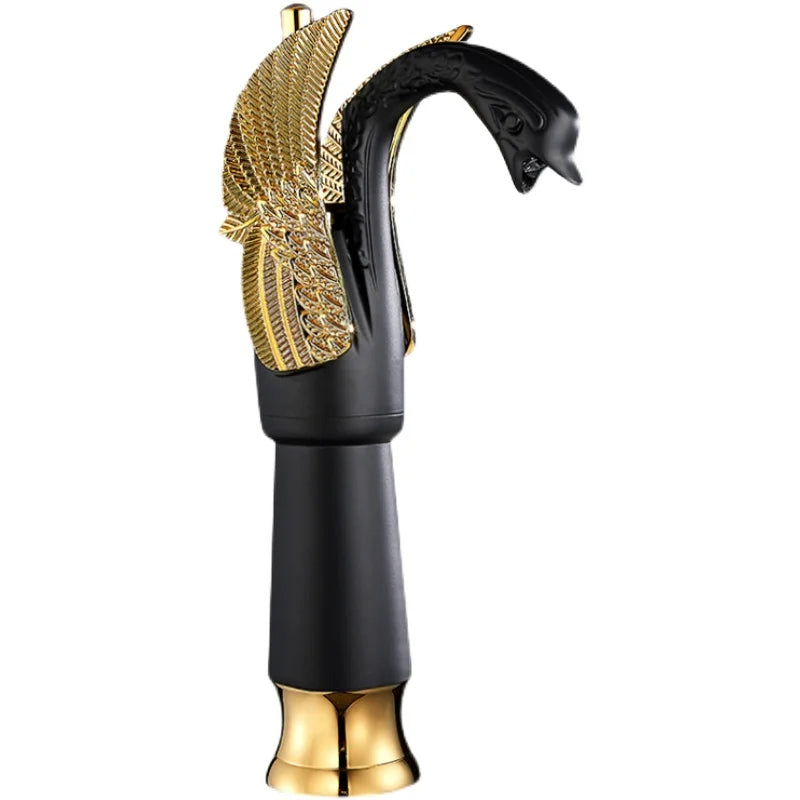 Swan Shaped Basin Faucet Black and Golden