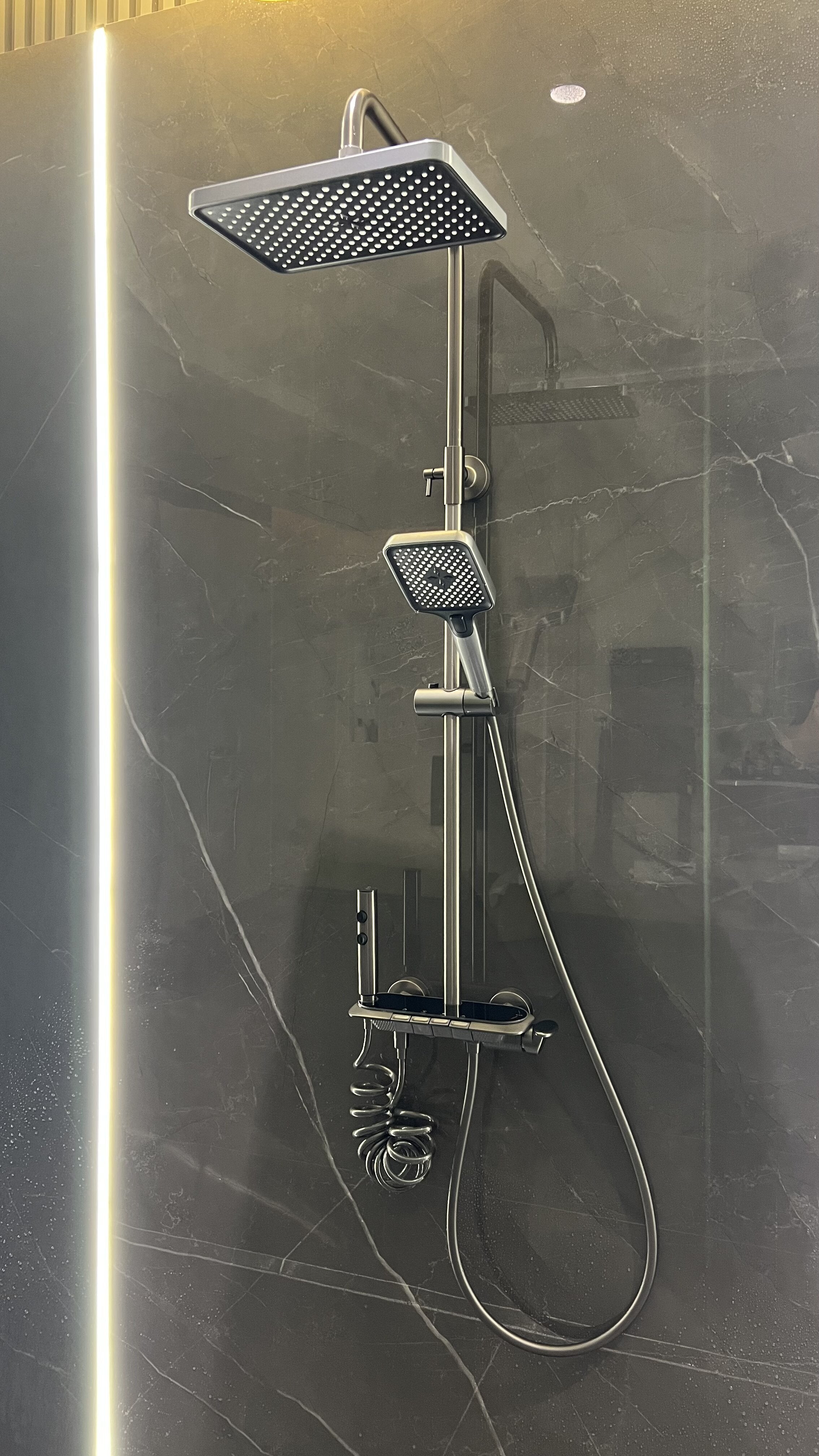 AquaBlade Pro – Triple Handle Luxury Shower System (Gun Grey)