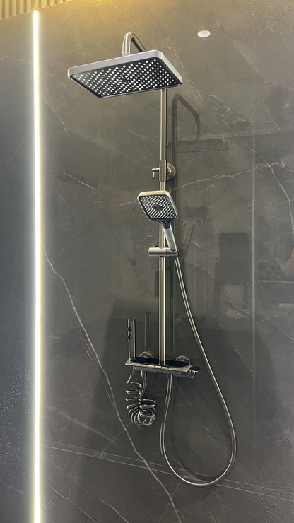 AquaBlade Pro – Triple Handle Luxury Shower System (Gun Grey)