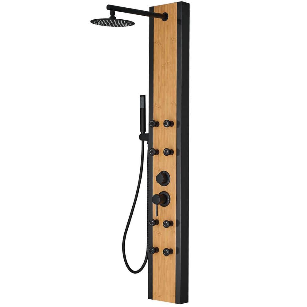 Matte Wood &amp; Black Shower Panel