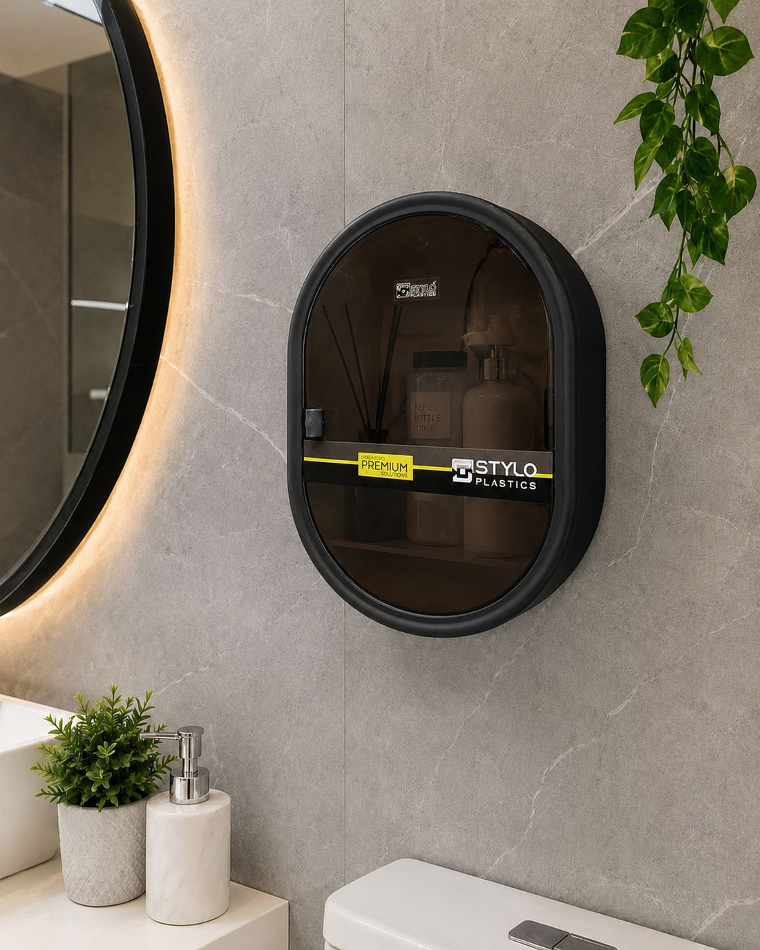 Oval Shaped Bathroom Cabinet