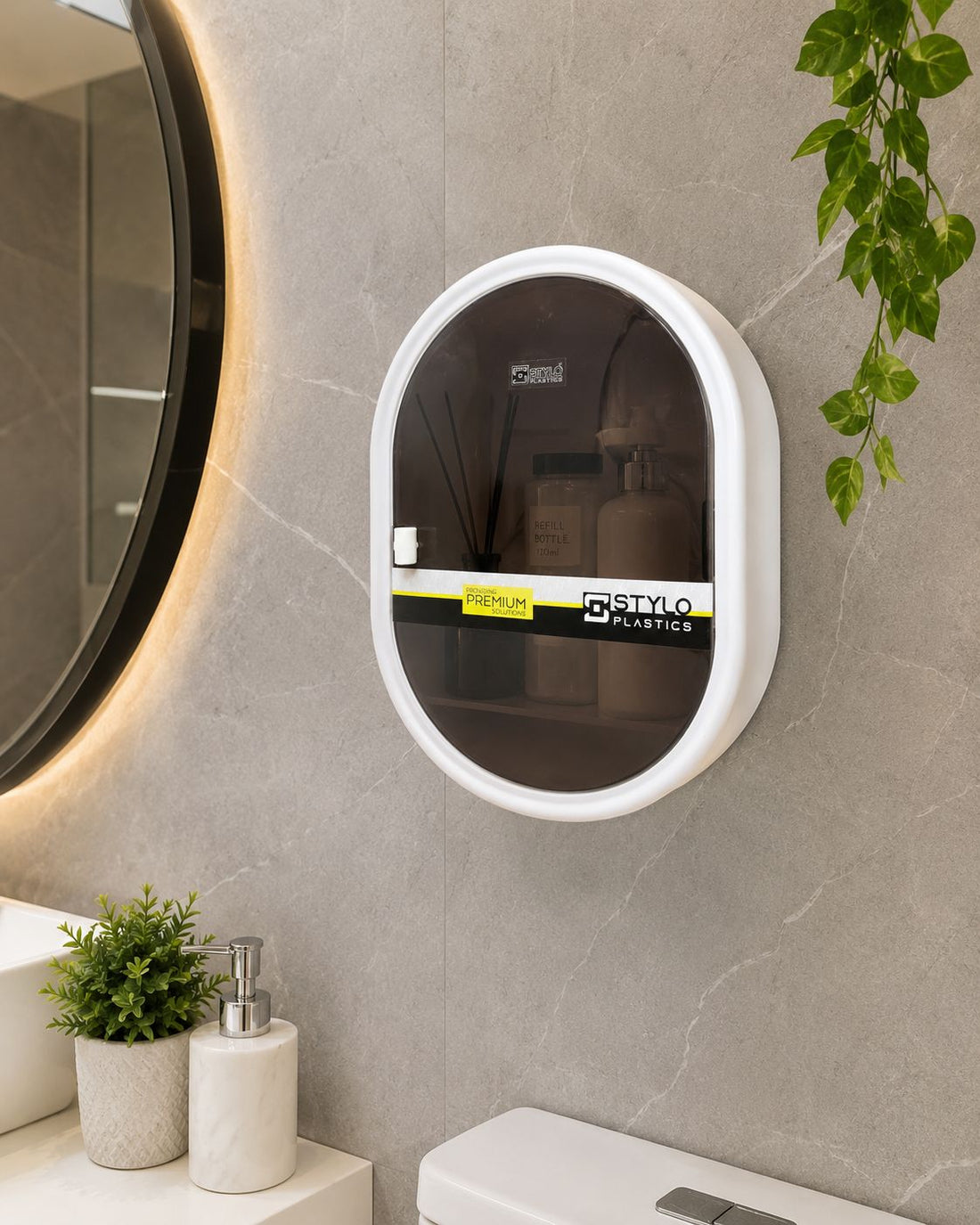 Oval Shaped Bathroom Cabinet
