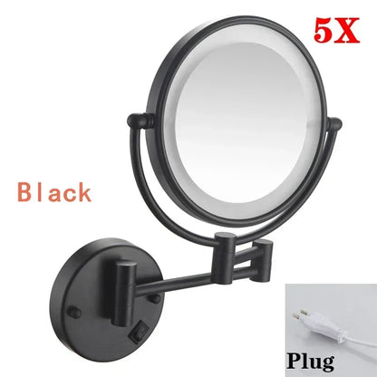 Folding Rotating Magnifying Bathroom Mirror with LED Light