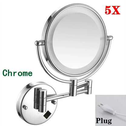 Folding Rotating Magnifying Bathroom Mirror with LED Light