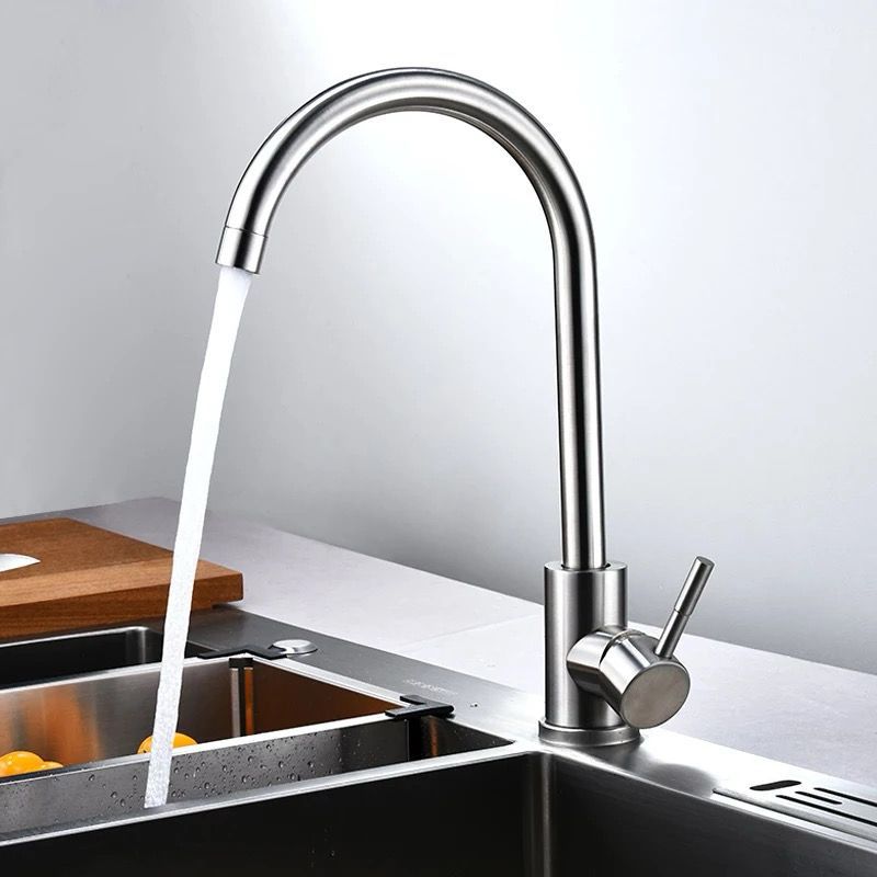 Matte Silver Stainless Steel Faucet - Hot &amp;amp; Cold Function