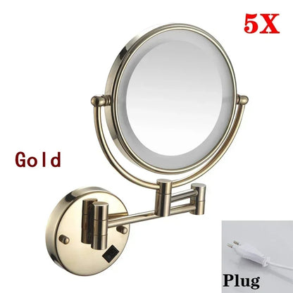 Folding Rotating Magnifying Bathroom Mirror with LED Light