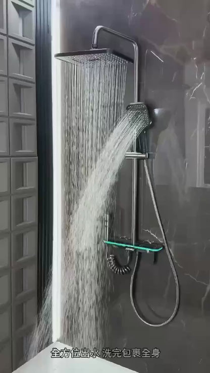 🚿 Smart Gun Gray Thermostatic Shower Set with LED Touch Display &amp; Multi-Spray Modes
